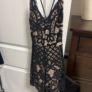 Express eyelet black and nude romper XS